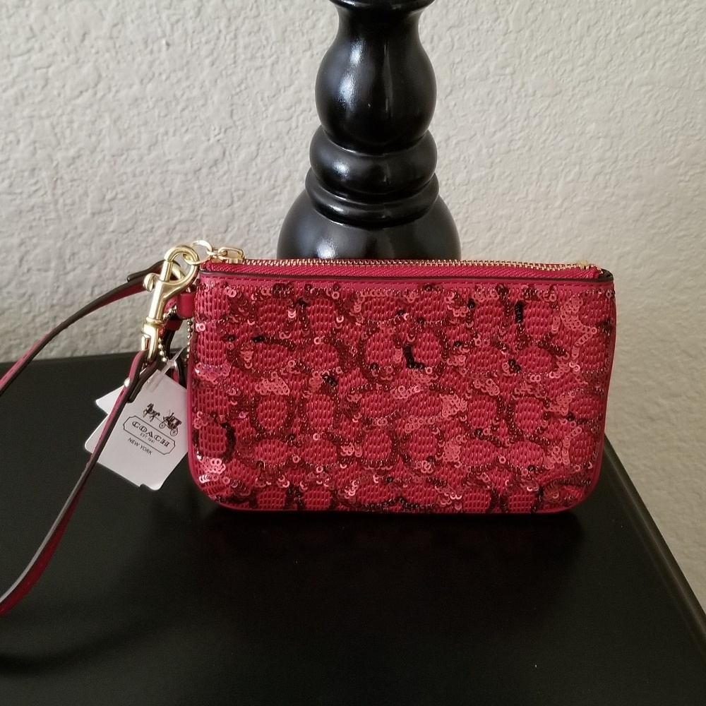 Coach Red Sequined Wristlet